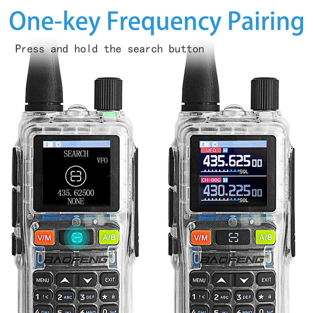 Baofeng UV-5R Mini Radio – Clear Shell, Dual Band, 5W, USB-C, 999CH, NOAA Weather Alert
